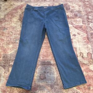 Real Size Women's Straight Jeans Blue Medium Wash Stretch Elastic Waist Pockets